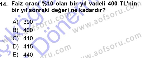 Para Teorisi Dersi 2015 - 2016 Yılı (Vize) Ara Sınav Soruları 14. Soru