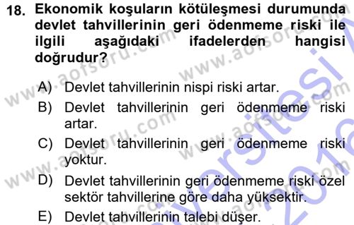 Para Teorisi Dersi 2015 - 2016 Yılı (Vize) Ara Sınav Soruları 18. Soru