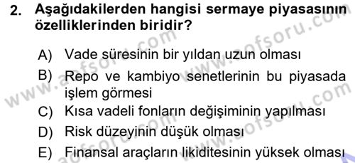 Para Teorisi Dersi Ara Sınavı Deneme Sınav Soruları 2. Soru