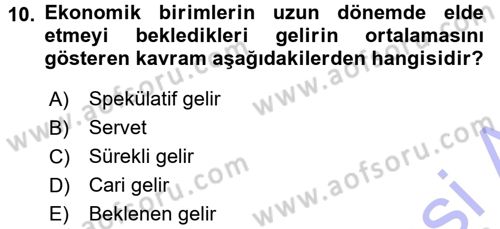 Para Teorisi Dersi 2015 - 2016 Yılı (Final) Dönem Sonu Sınav Soruları 10. Soru