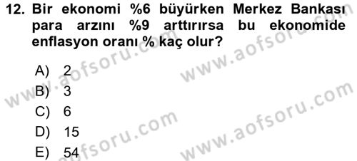Para Teorisi Dersi 2015 - 2016 Yılı (Final) Dönem Sonu Sınav Soruları 12. Soru