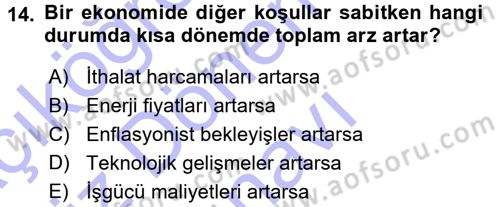 Para Teorisi Dersi 2015 - 2016 Yılı (Final) Dönem Sonu Sınav Soruları 14. Soru