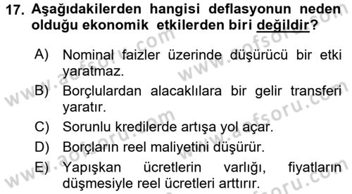 Para Teorisi Dersi 2015 - 2016 Yılı (Final) Dönem Sonu Sınav Soruları 17. Soru