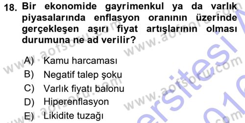 Para Teorisi Dersi 2015 - 2016 Yılı (Final) Dönem Sonu Sınav Soruları 18. Soru