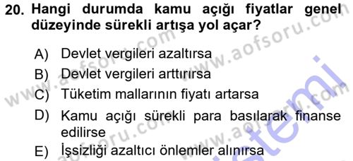 Para Teorisi Dersi 2015 - 2016 Yılı (Final) Dönem Sonu Sınav Soruları 20. Soru
