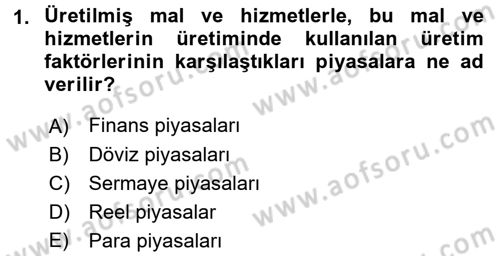 Para Teorisi Dersi 2015 - 2016 Yılı Tek Ders Sınav Soruları 1. Soru