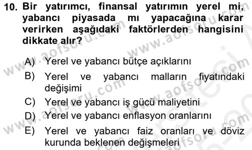 Para Teorisi Dersi 2015 - 2016 Yılı Tek Ders Sınav Soruları 10. Soru