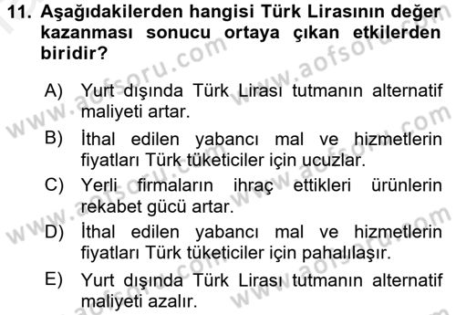 Para Teorisi Dersi 2015 - 2016 Yılı Tek Ders Sınav Soruları 11. Soru