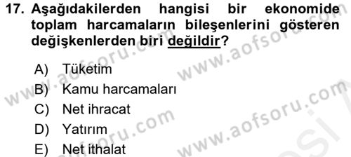 Para Teorisi Dersi 2015 - 2016 Yılı Tek Ders Sınav Soruları 17. Soru