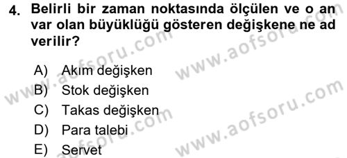 Para Teorisi Dersi 2015 - 2016 Yılı Tek Ders Sınav Soruları 4. Soru