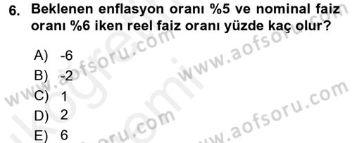 Para Teorisi Dersi 2015 - 2016 Yılı Tek Ders Sınav Soruları 6. Soru