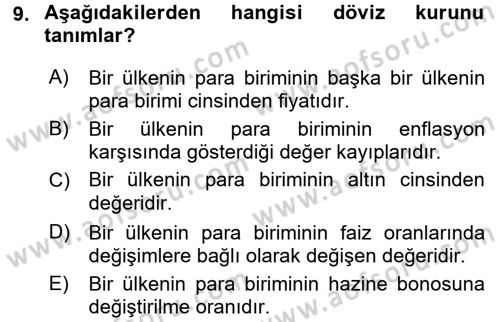 Para Teorisi Dersi 2015 - 2016 Yılı Tek Ders Sınav Soruları 9. Soru