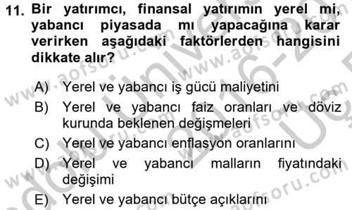 Para Teorisi Dersi 2016 - 2017 Yılı 3 Ders Sınav Soruları 11. Soru