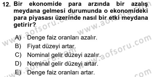 Para Teorisi Dersi 2016 - 2017 Yılı 3 Ders Sınav Soruları 12. Soru