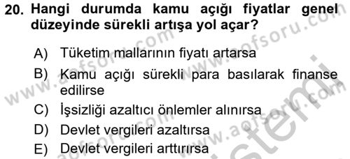 Para Teorisi Dersi 2016 - 2017 Yılı 3 Ders Sınav Soruları 20. Soru