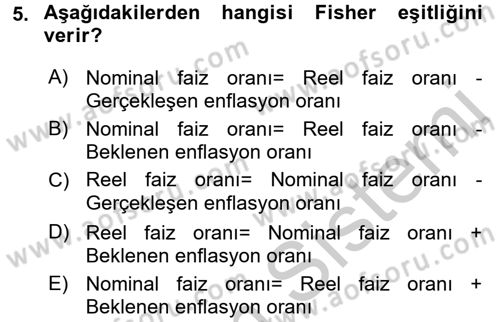 Para Teorisi Dersi 2016 - 2017 Yılı 3 Ders Sınav Soruları 5. Soru