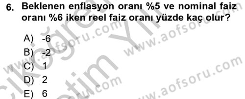 Para Teorisi Dersi 2016 - 2017 Yılı 3 Ders Sınav Soruları 6. Soru