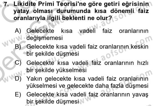 Para Teorisi Dersi 2016 - 2017 Yılı 3 Ders Sınav Soruları 7. Soru
