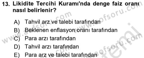 Para Teorisi Dersi 2016 - 2017 Yılı (Vize) Ara Sınav Soruları 13. Soru