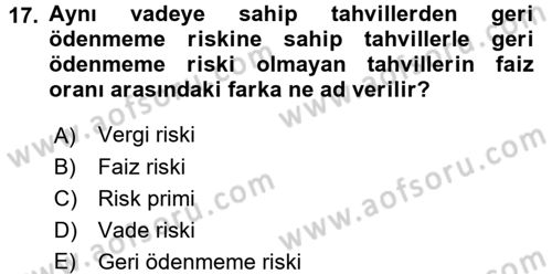 Para Teorisi Dersi Ara Sınavı Deneme Sınav Soruları 17. Soru