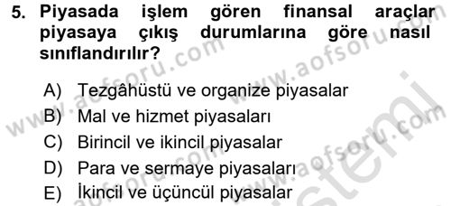 Para Teorisi Dersi 2016 - 2017 Yılı (Vize) Ara Sınav Soruları 5. Soru