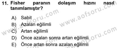 Para Teorisi Dersi 2016 - 2017 Yılı (Final) Dönem Sonu Sınav Soruları 11. Soru