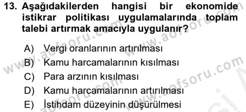 Para Teorisi Dersi 2016 - 2017 Yılı (Final) Dönem Sonu Sınav Soruları 13. Soru