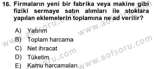 Para Teorisi Dersi 2016 - 2017 Yılı (Final) Dönem Sonu Sınav Soruları 16. Soru