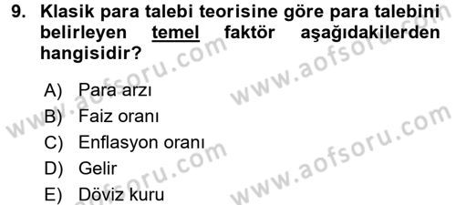Para Teorisi Dersi 2016 - 2017 Yılı (Final) Dönem Sonu Sınav Soruları 9. Soru