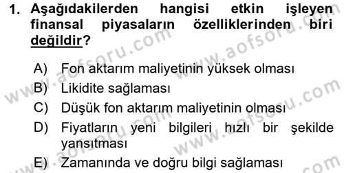Para Teorisi Dersi 2017 - 2018 Yılı 3 Ders Sınav Soruları 1. Soru