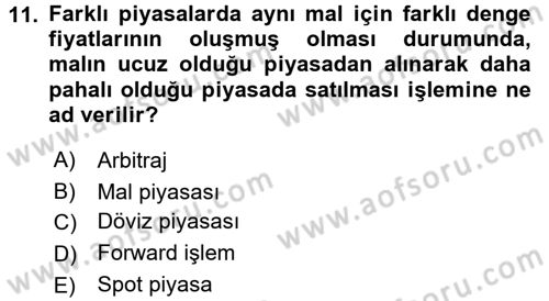 Para Teorisi Dersi 2017 - 2018 Yılı 3 Ders Sınav Soruları 11. Soru