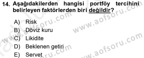 Para Teorisi Dersi 2017 - 2018 Yılı 3 Ders Sınav Soruları 14. Soru