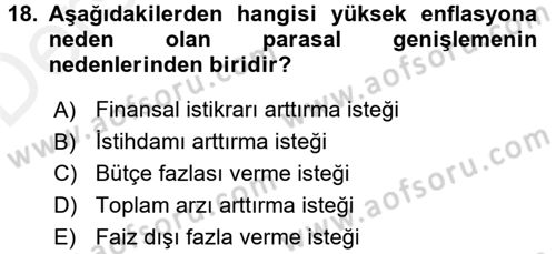 Para Teorisi Dersi 2017 - 2018 Yılı 3 Ders Sınav Soruları 18. Soru