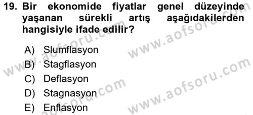Para Teorisi Dersi 2017 - 2018 Yılı 3 Ders Sınav Soruları 19. Soru