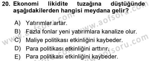 Para Teorisi Dersi 2017 - 2018 Yılı 3 Ders Sınav Soruları 20. Soru