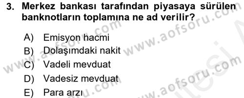 Para Teorisi Dersi 2017 - 2018 Yılı 3 Ders Sınav Soruları 3. Soru