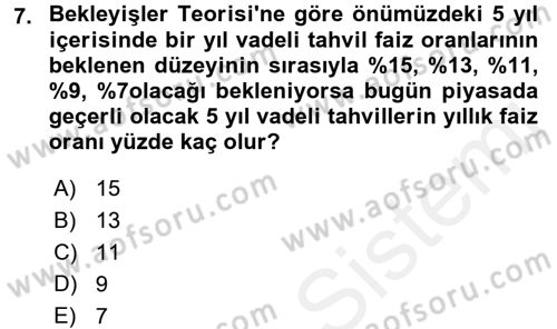 Para Teorisi Dersi 2017 - 2018 Yılı 3 Ders Sınav Soruları 7. Soru