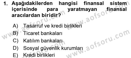 Para Teorisi Dersi Ara Sınavı Deneme Sınav Soruları 1. Soru