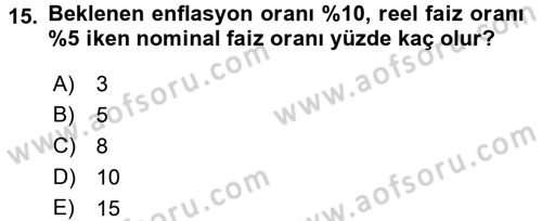 Para Teorisi Dersi 2017 - 2018 Yılı (Vize) Ara Sınav Soruları 15. Soru