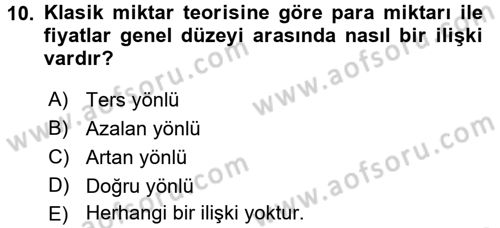 Para Teorisi Dersi 2017 - 2018 Yılı (Final) Dönem Sonu Sınav Soruları 10. Soru