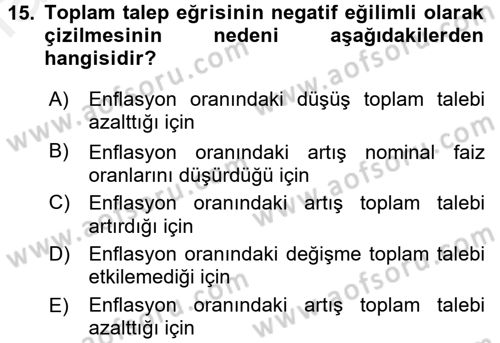 Para Teorisi Dersi 2017 - 2018 Yılı (Final) Dönem Sonu Sınav Soruları 15. Soru
