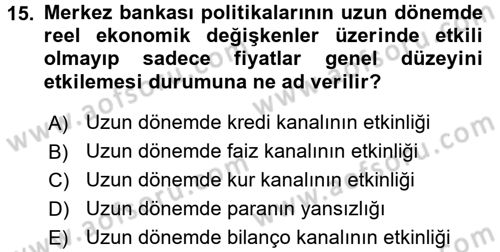 Para Teorisi Dersi 2018 - 2019 Yılı 3 Ders Sınav Soruları 15. Soru