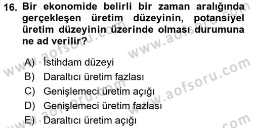 Para Teorisi Dersi 2018 - 2019 Yılı 3 Ders Sınav Soruları 16. Soru