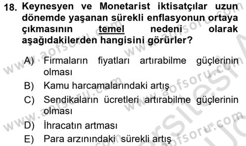 Para Teorisi Dersi 2018 - 2019 Yılı 3 Ders Sınav Soruları 18. Soru