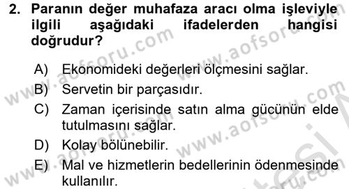 Para Teorisi Dersi 2018 - 2019 Yılı 3 Ders Sınav Soruları 2. Soru