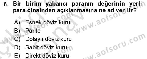 Para Teorisi Dersi 2018 - 2019 Yılı 3 Ders Sınav Soruları 6. Soru