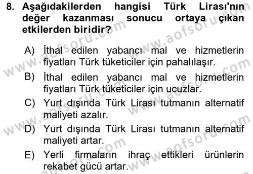 Para Teorisi Dersi 2018 - 2019 Yılı 3 Ders Sınav Soruları 8. Soru