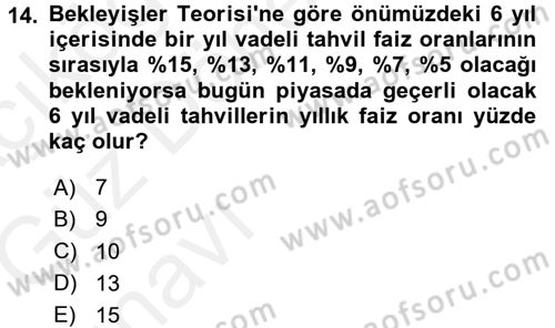 Para Teorisi Dersi Ara Sınavı Deneme Sınav Soruları 14. Soru