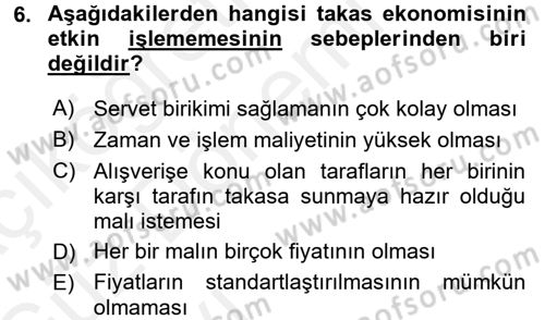 Para Teorisi Dersi Ara Sınavı Deneme Sınav Soruları 6. Soru