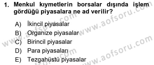 Para Teorisi Dersi 2018 - 2019 Yılı (Final) Dönem Sonu Sınav Soruları 1. Soru